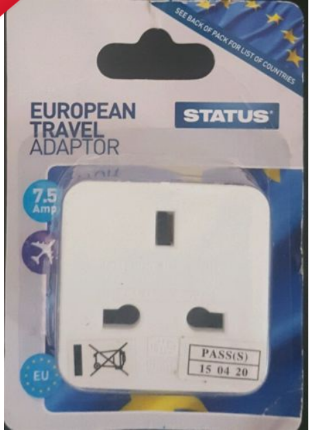 European Travel Adaptor 7.5 Amp