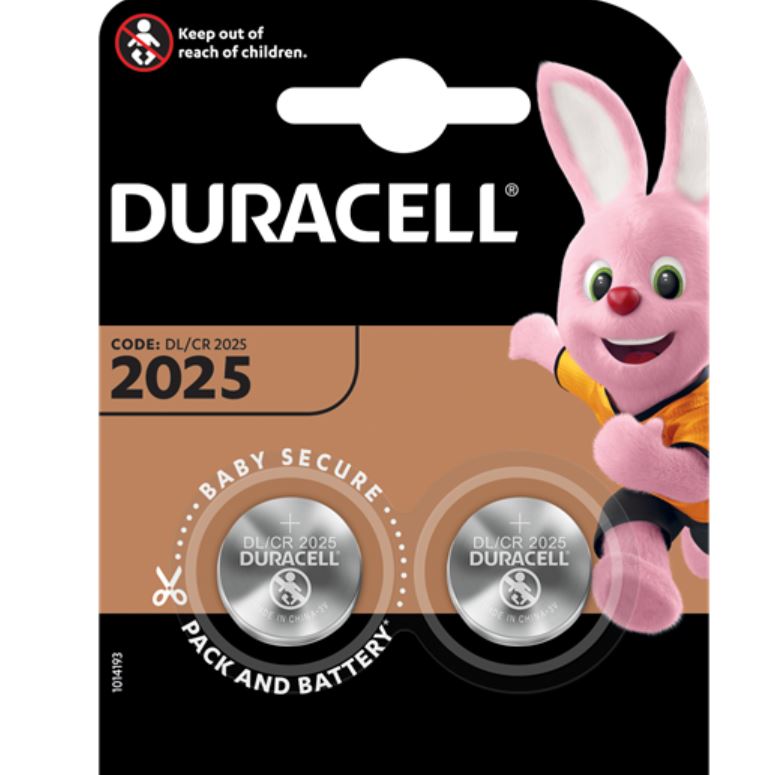 Duracell CR2025 3V Lithium Coin Cell Battery 2025 DL/BR2025 Expiry 2027