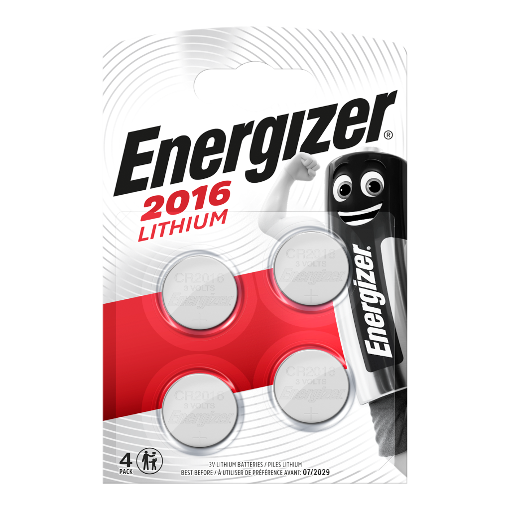 S10058 Energizer CR2016 Lithium Coin Cell, Pack of 4