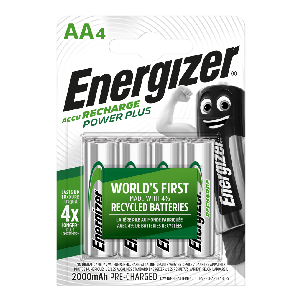 S10260 Energizer AA 2000mAh Recharge Power Plus, Pack of 4