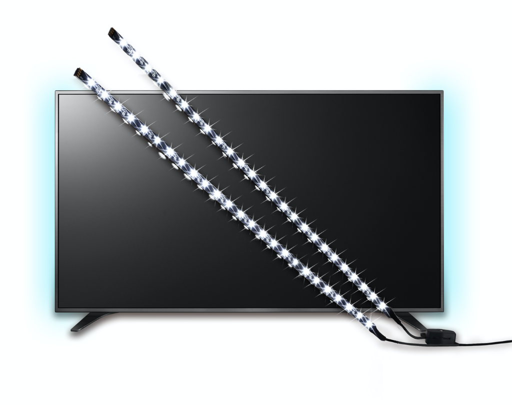 S10384 Energizer LED 2 x 50cm White Flexi USB TV Striplight, 2.5W