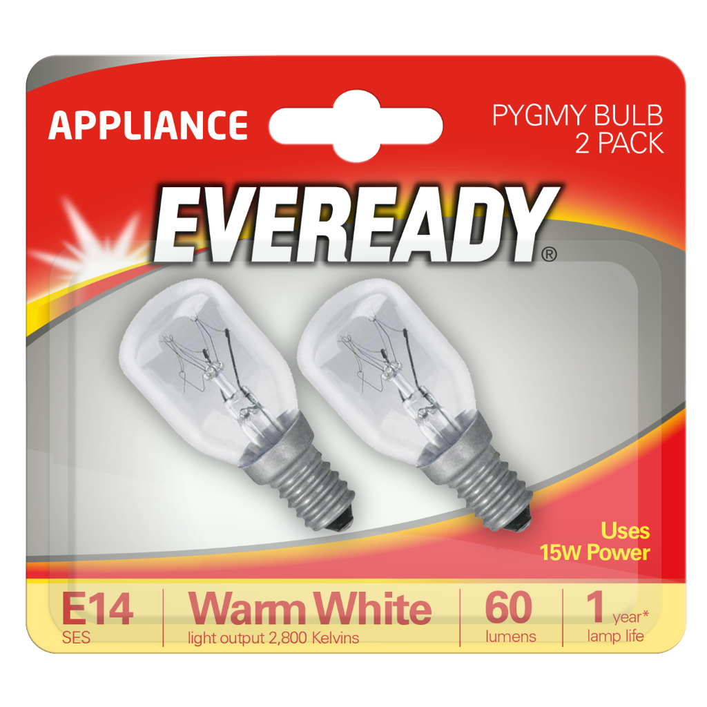 S1058 Eveready Pygmy E14 (SES) 60lm 15W 3,000K (Warm White), Blister Of 2