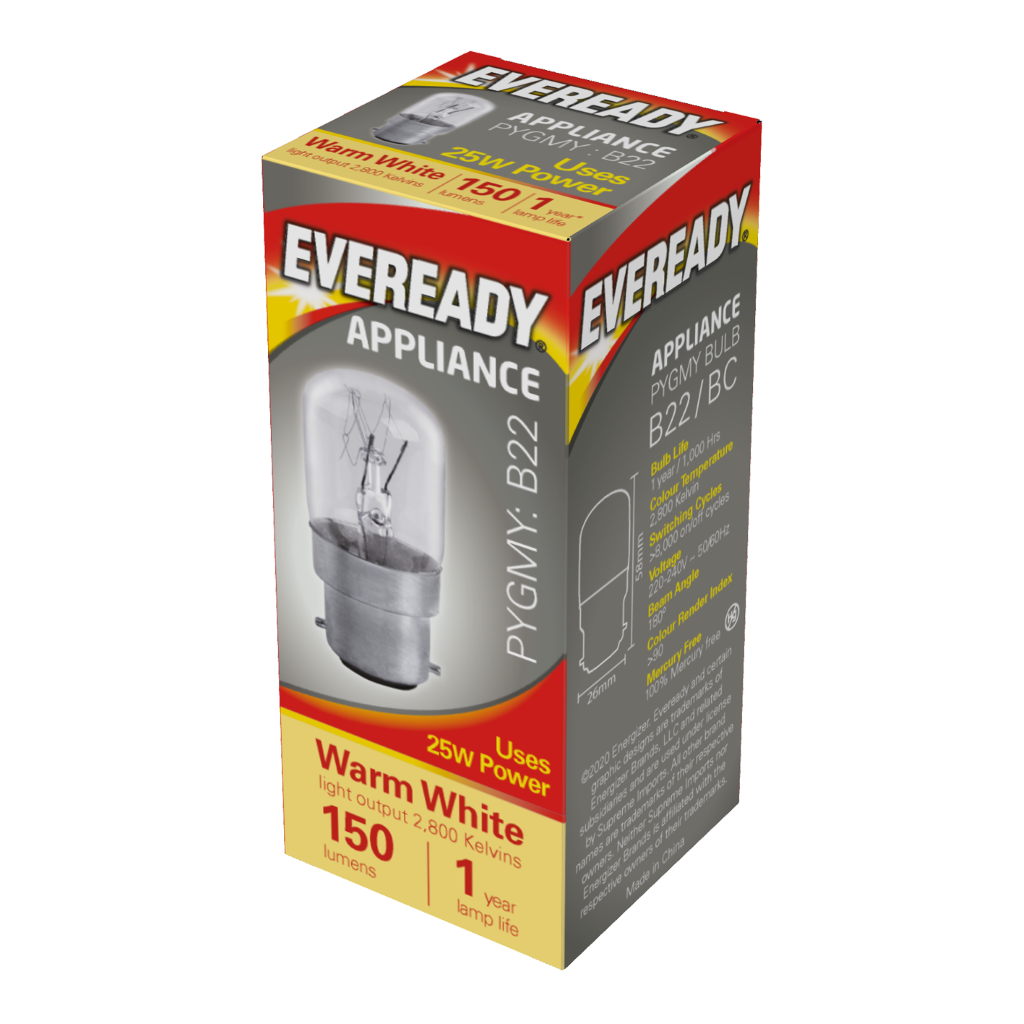S1059 Eveready Pygmy B22 (BC) 150lm 25W 3,000K (Warm White) Box of 1