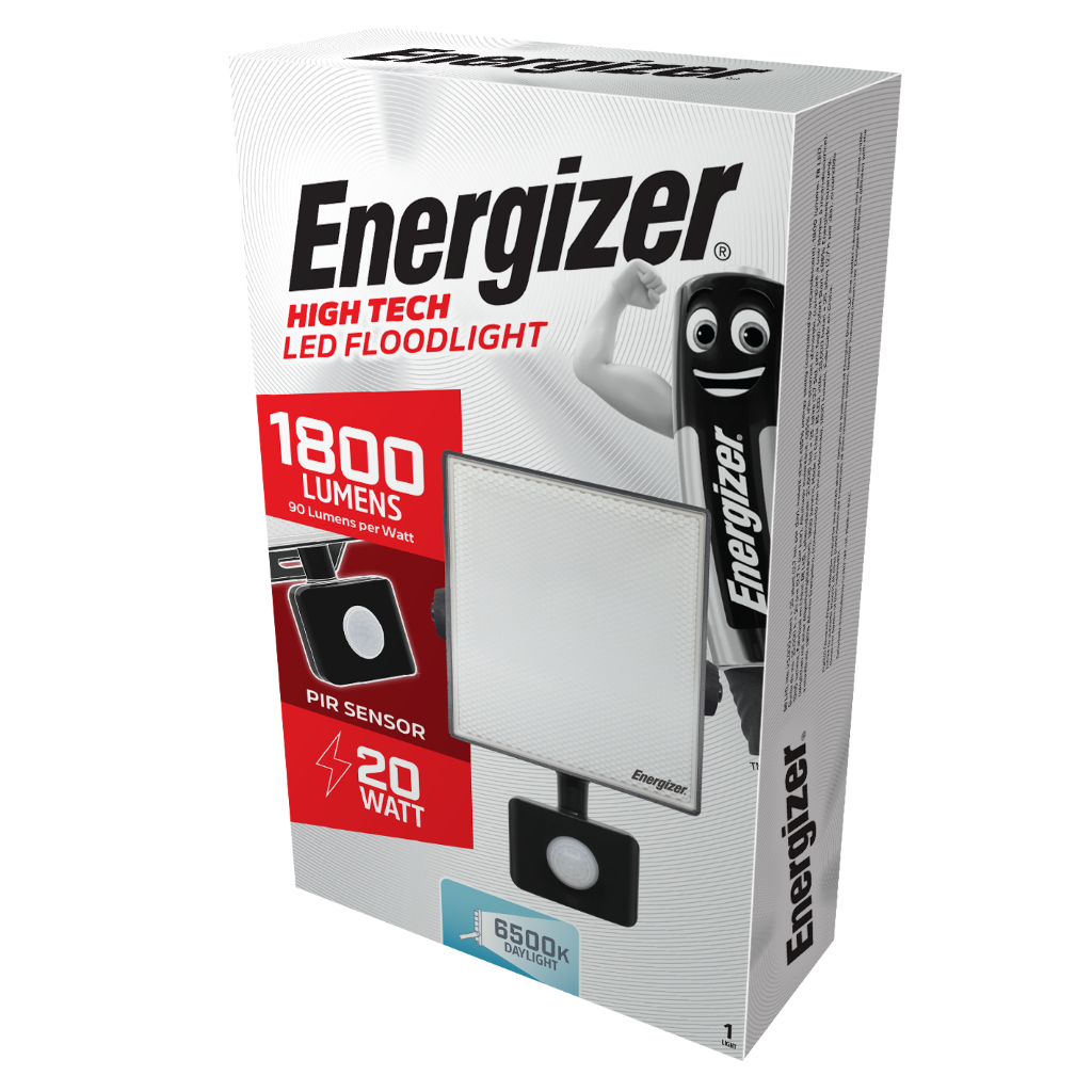 S10930 Energizer PIR LED Floodlight - 20W - 1,600 Lumen - 6,000K (Daylight)