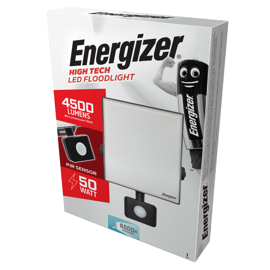 S10934 Energizer PIR LED Floodlight - 50W - 4,500 Lumen - 6,000K (Daylight)