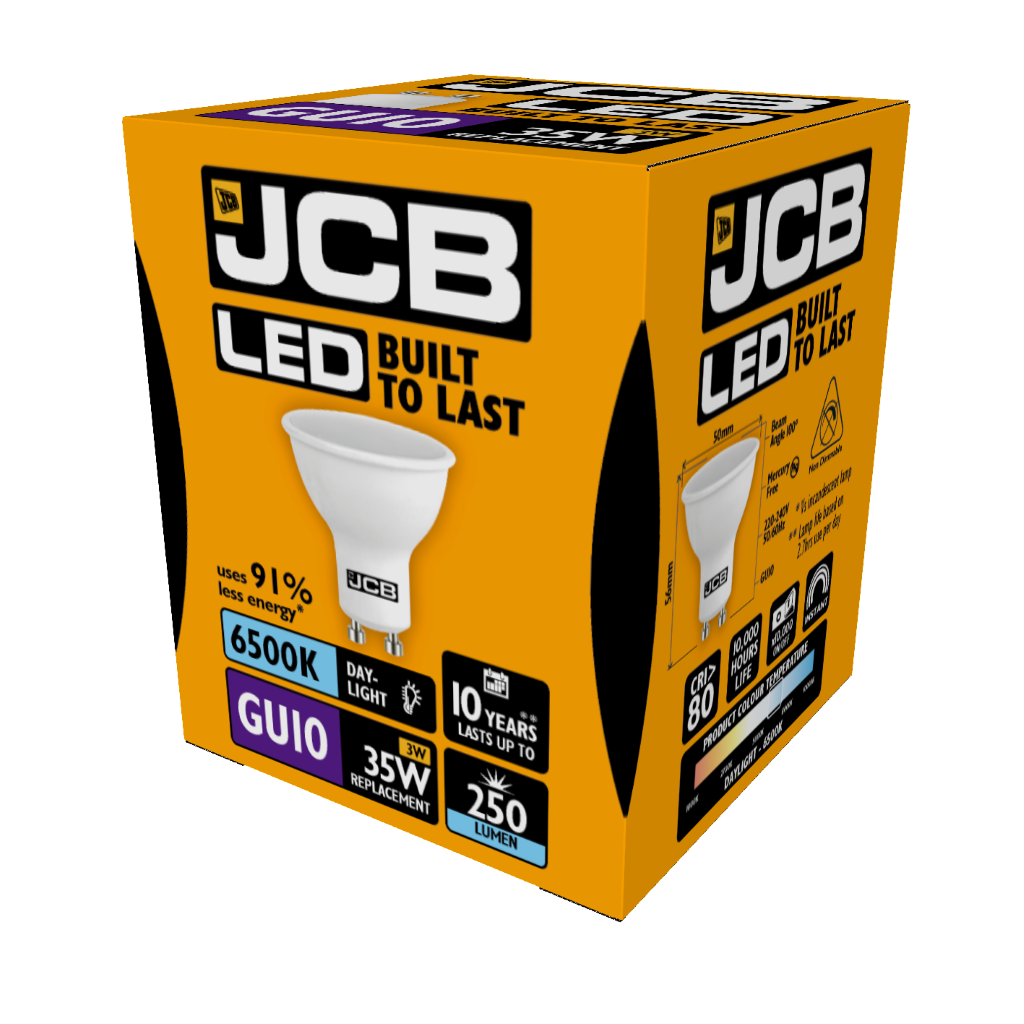 S10962 JCB LED GU10 230lm 3W 6,500K (Daylight), Box of 1