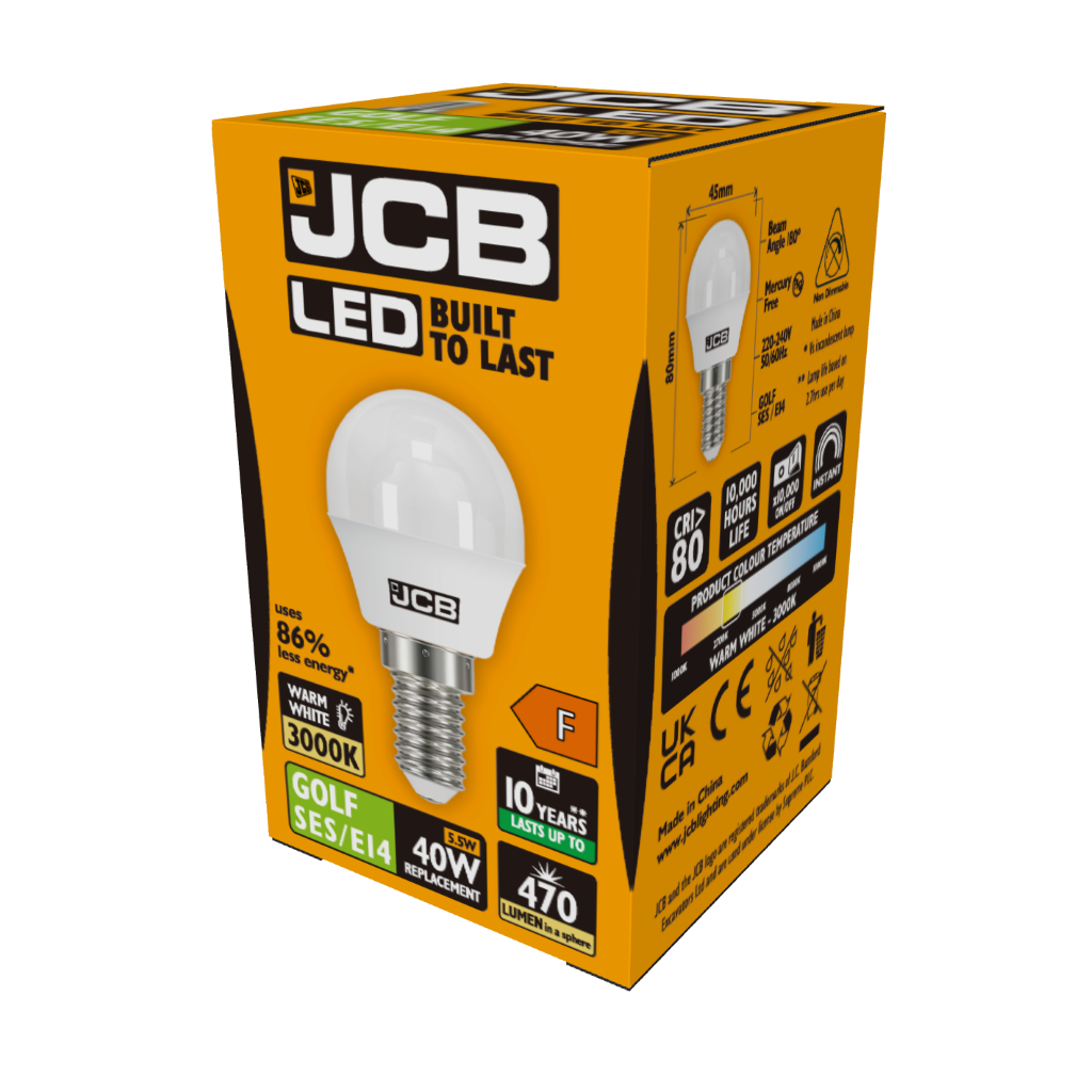 S10971 JCB LED Golf E14 (SES) 470lm 5.5W 3,000K (Warm White), Box of 1