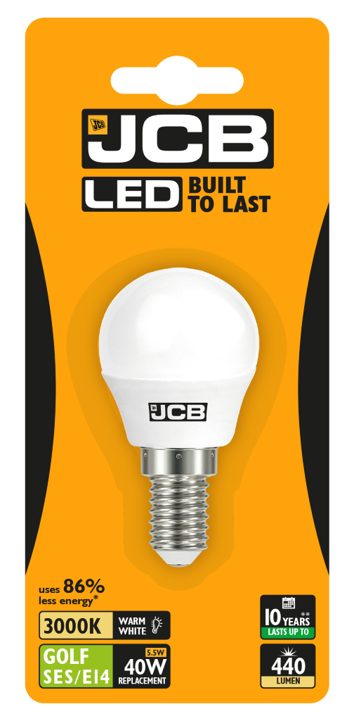 S10975 JCB LED Golf E14 (SES) 470lm 5.5W 3,000K (Warm White), Blister of 1