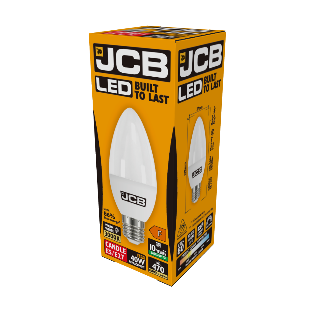 S10983 JCB LED Candle E27 (ES) 470lm 5.5W 3,000K (Warm White), Box of 1