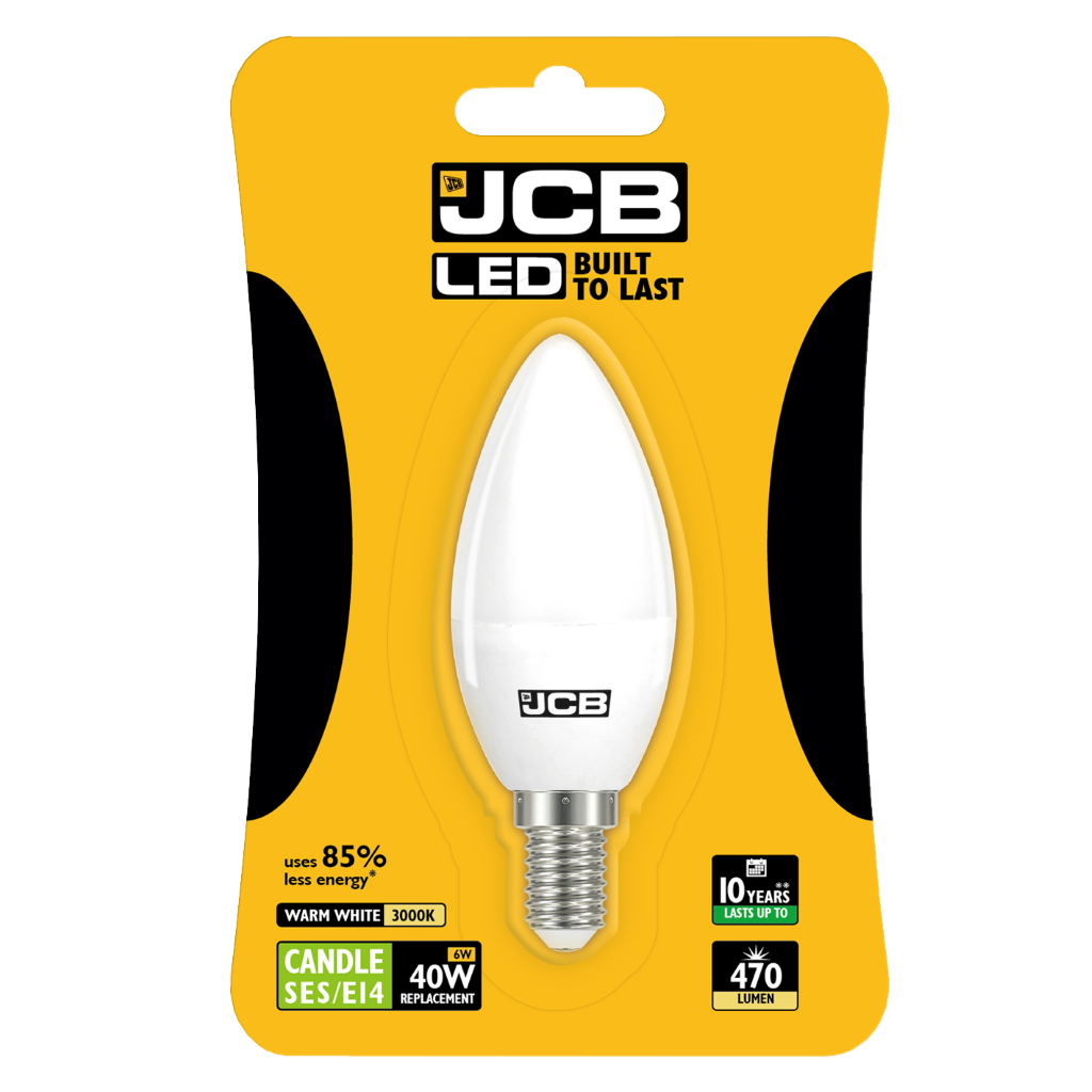 S10985 JCB LED Candle E14 (SES) 470lm 5.5W 3,000K (Warm White), Blister of 1