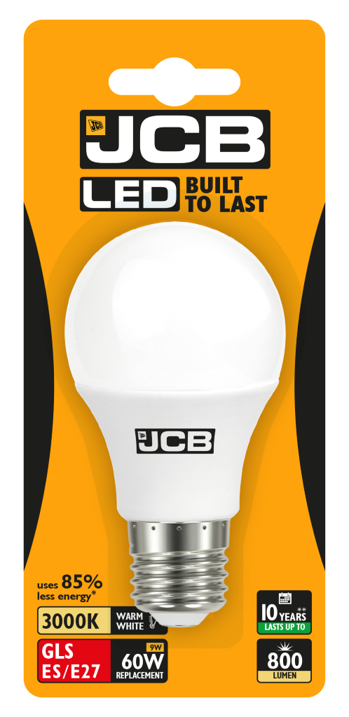 S10993 JCB LED GLS E27 (ES) 806lm 8.5W 3,000K (Warm White), Blister of 1
