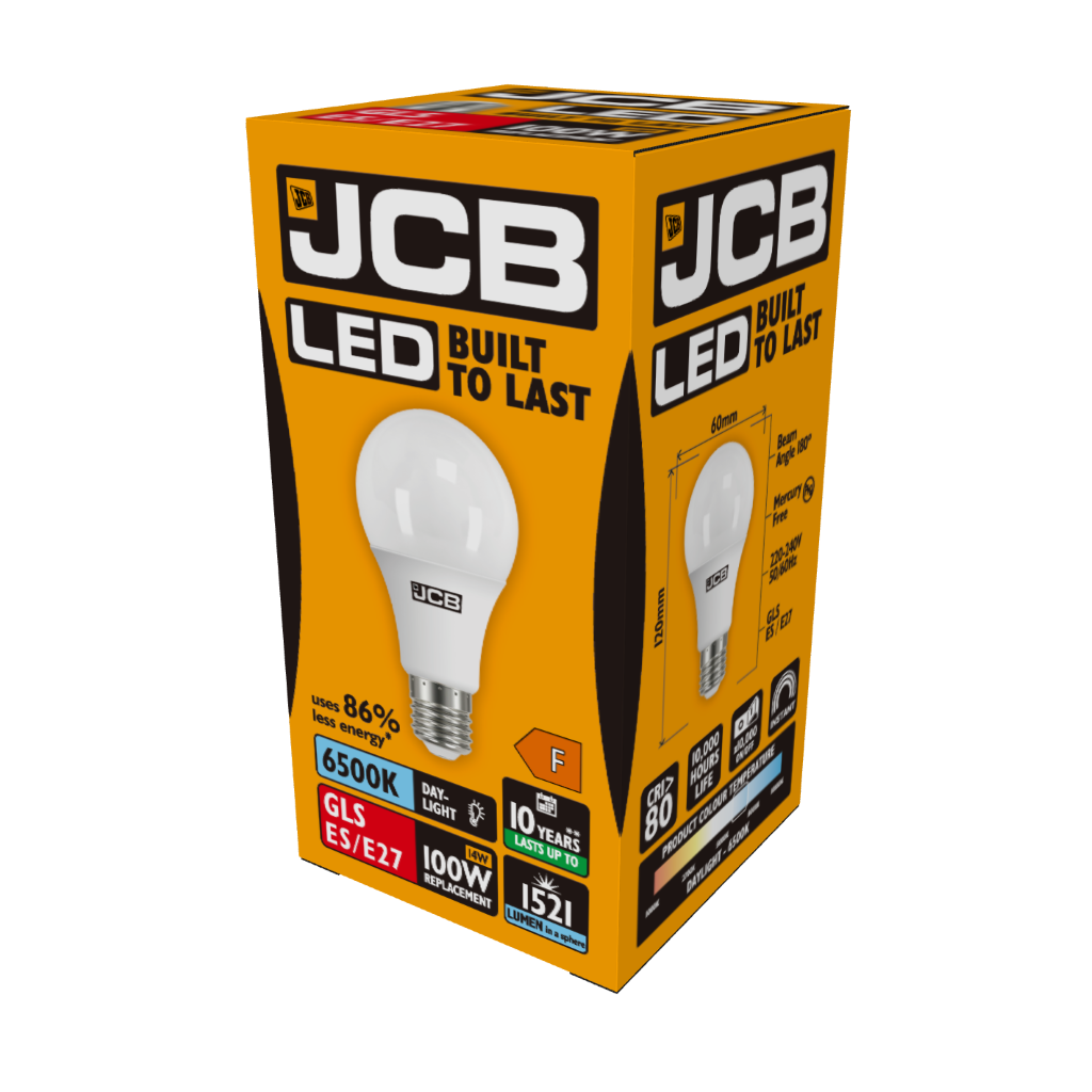 S10996 JCB LED GLS E27 (ES) 1,521lm 14W 6,500K (Daylight), Box of 1