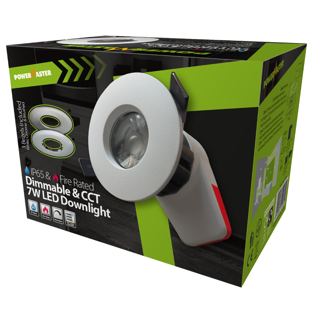 S11383 PowerMaster LED 7W Dimmable CCT Ire Rated IP65 Downlight