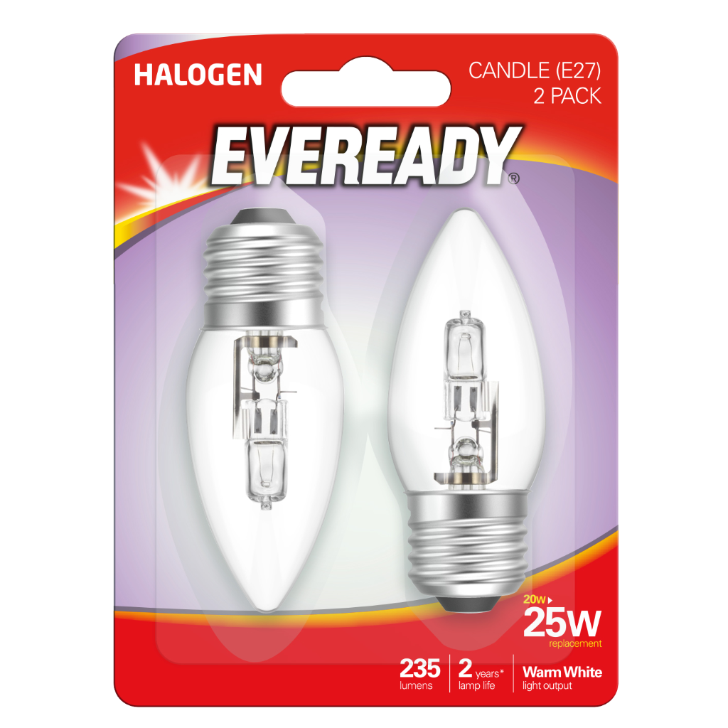 S11910 Eveready Eco Candle E27 (ES) 235lm 20W 3,000K (Warm White), Blister Of 2