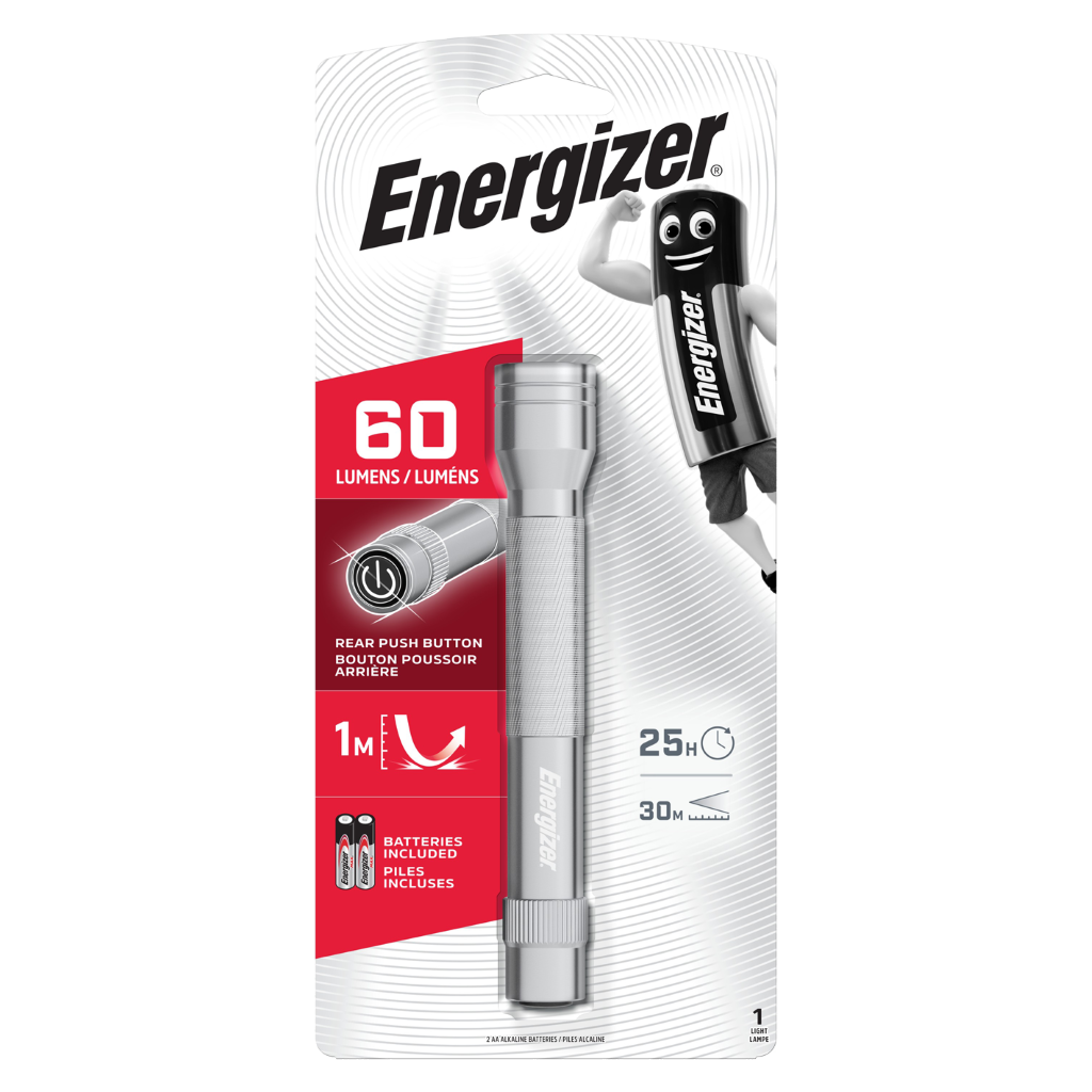 S12117 Energizer LED Vision HD Metal 400 Lumen Torch With 2 x AA Batteries