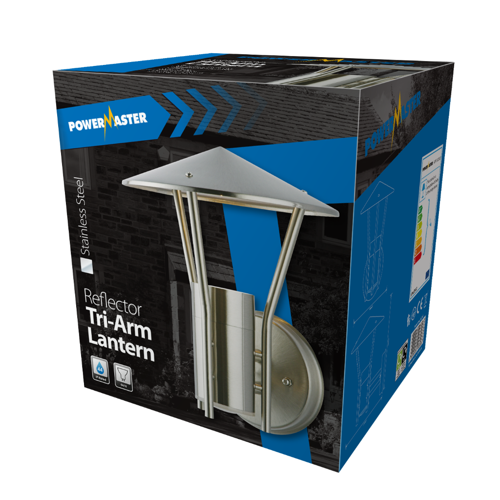 S12510 PowerMaster Tri Arm Pagoda Lantern - Stainless Steel