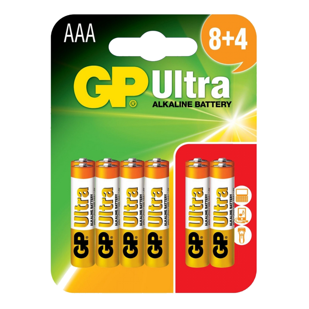 S13689 GP AAA Ultra Alkaline, Pack of 8+4
