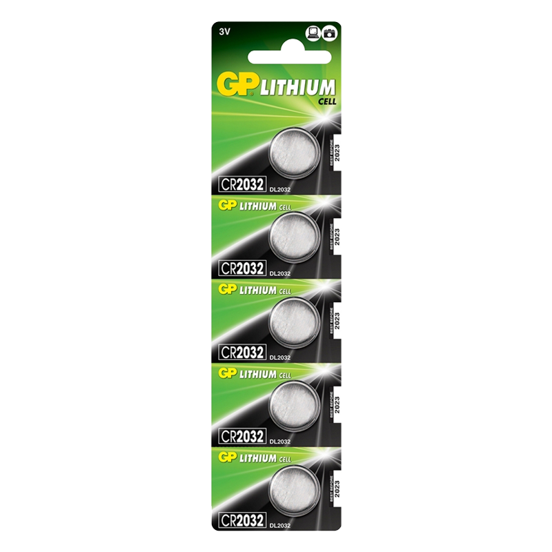 S13696 GP CR2032-C5 Lithium Coin Cell 3V, Pack of 5
