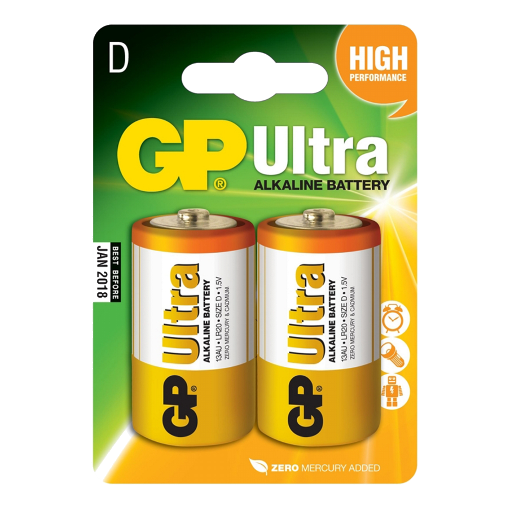 S13697 GP D Size Ultra Alkaline, Pack of 2