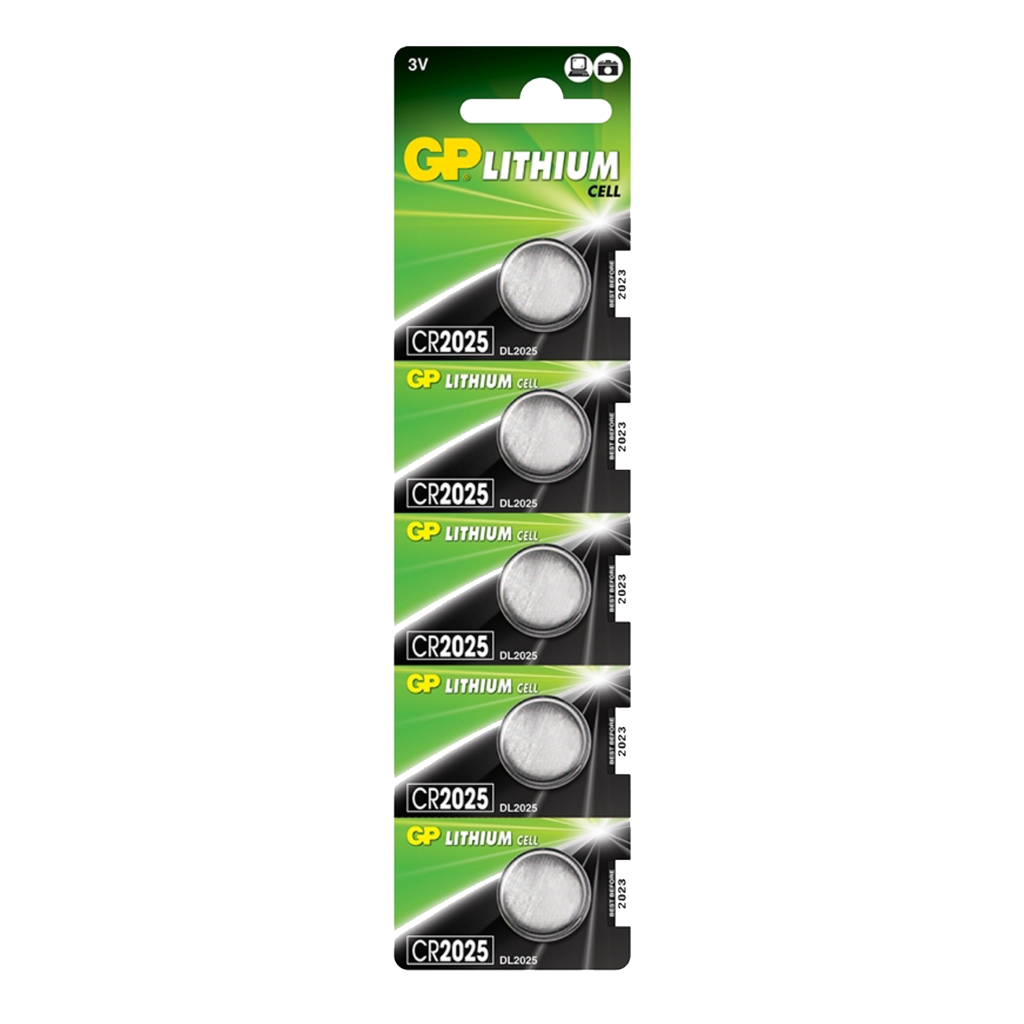 S13849 GP CR2025 Lithium Coin Cell 3V, Pack of 5