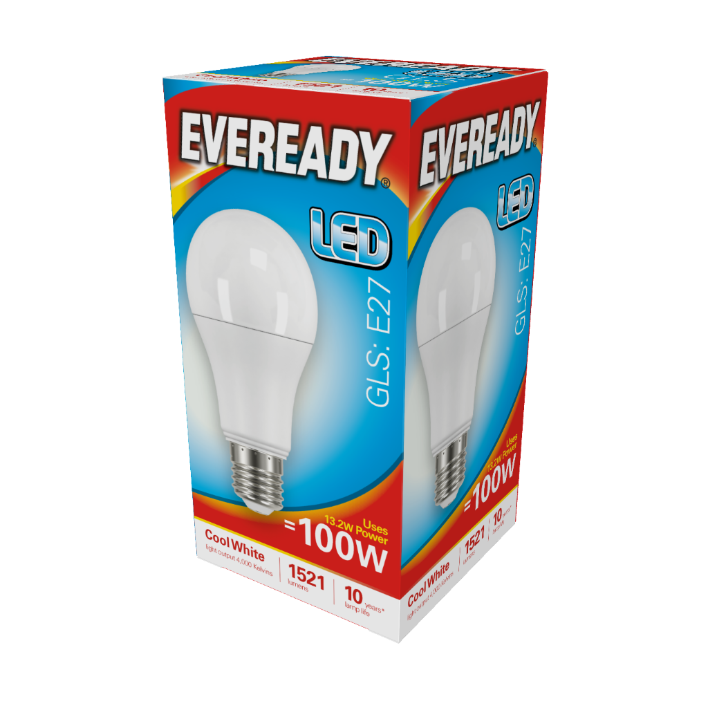 S14317 Eveready LED GLS E27 (ES) 1,521lm 13.5W 4,000K (Cool White), Box of 1