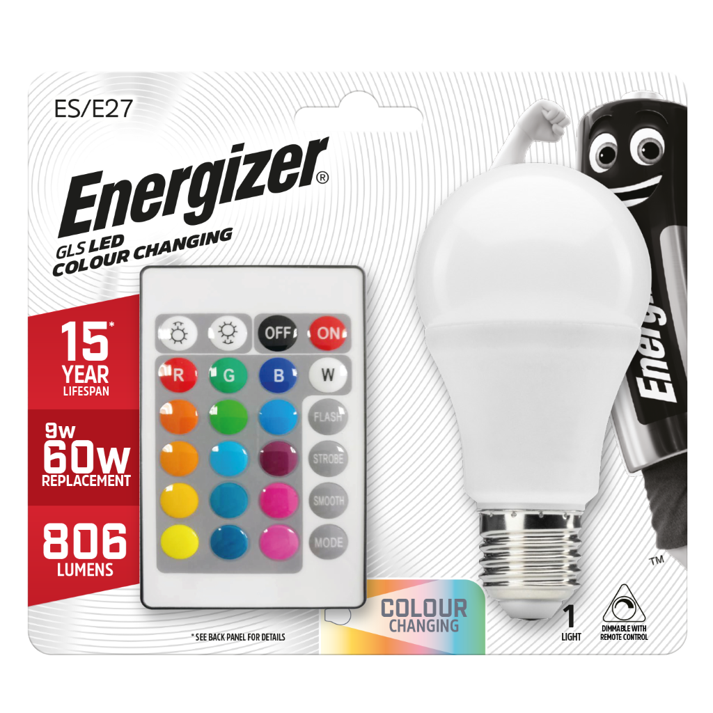 S14542 Energizer LED GLS E27 (ES) 9W - RGB+W With Remote Control