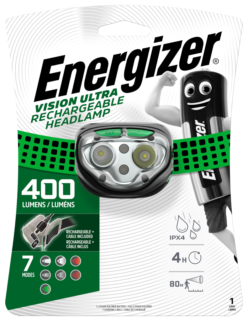 S14672 Energizer LED Vision Ultra Rechargeable Headlamp - 400 Lumen