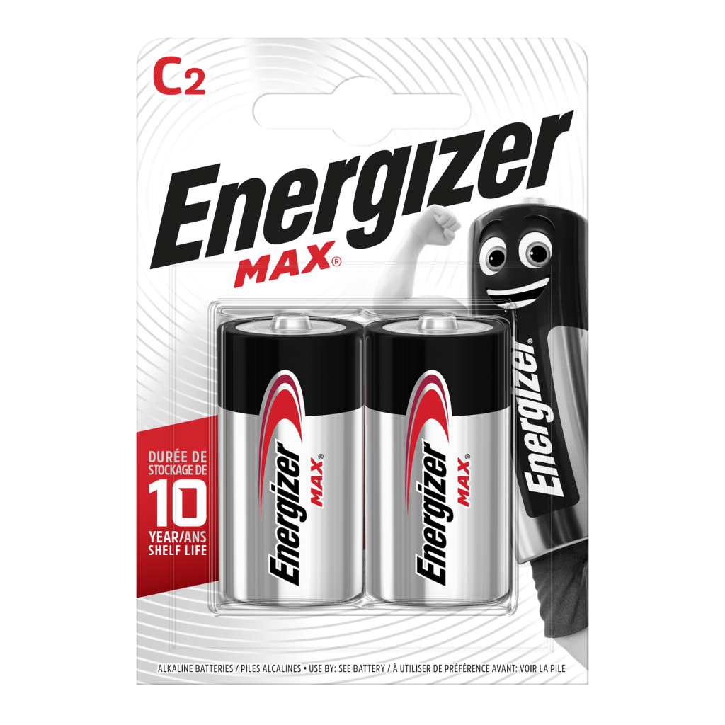S15273 Energizer C Size Max Alkaline, Pack of 2