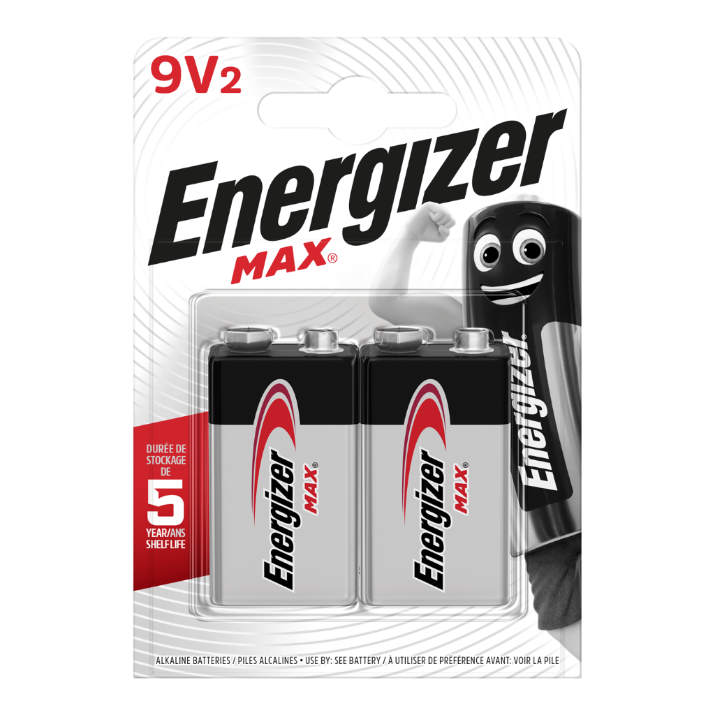 S15280 Energizer 9V Max Alkaline, Pack of 2