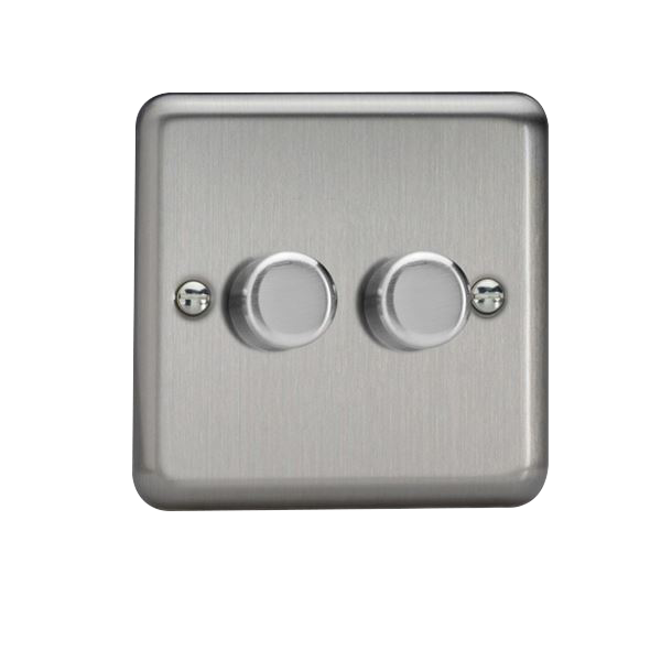 S15571 Varilight LED Dimmer Switch - 2 Gang, 2 Way - Brushed Metal