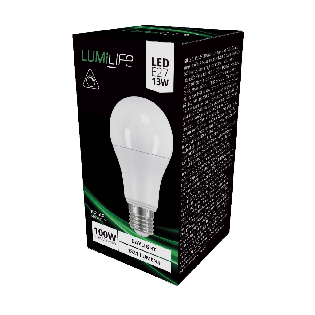 S16443 LumiLife LED GLS E27 (ES) 1,521lm 13.6W 6,500K (Daylight) Dimmable, Box of 1
