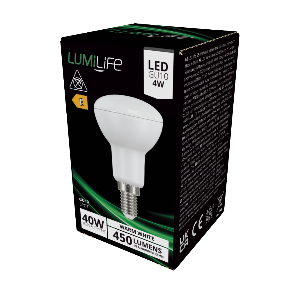 S16450 LumiLife LED R50 Reflector E14 (SES) 450lm 4W 3,000K (Warm White), Box of 1