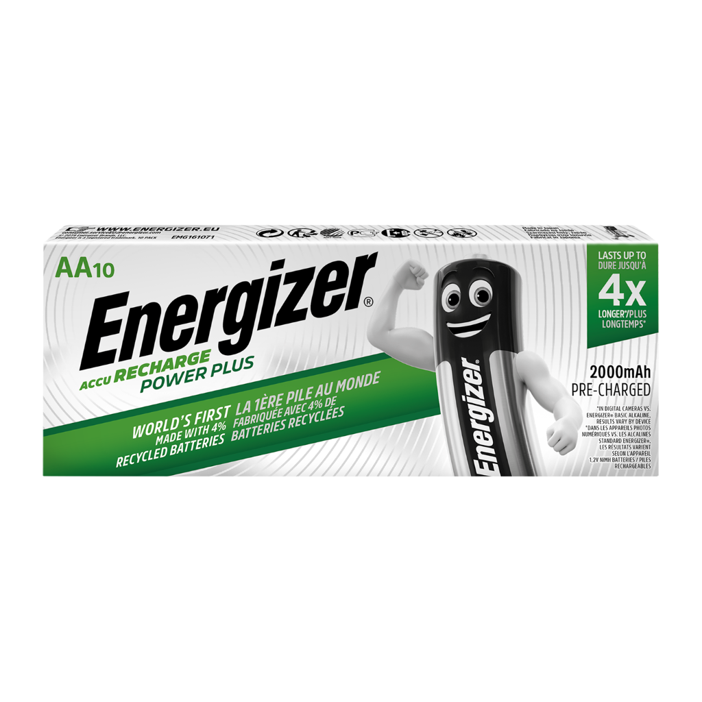 S16504 Energizer AA 2000mAh Recharge Power Plus, Pack of 10