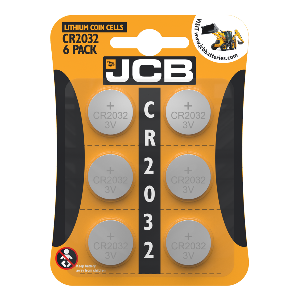 S16774 JCB CR2032 Lithium Coin Cell, Pack of 6