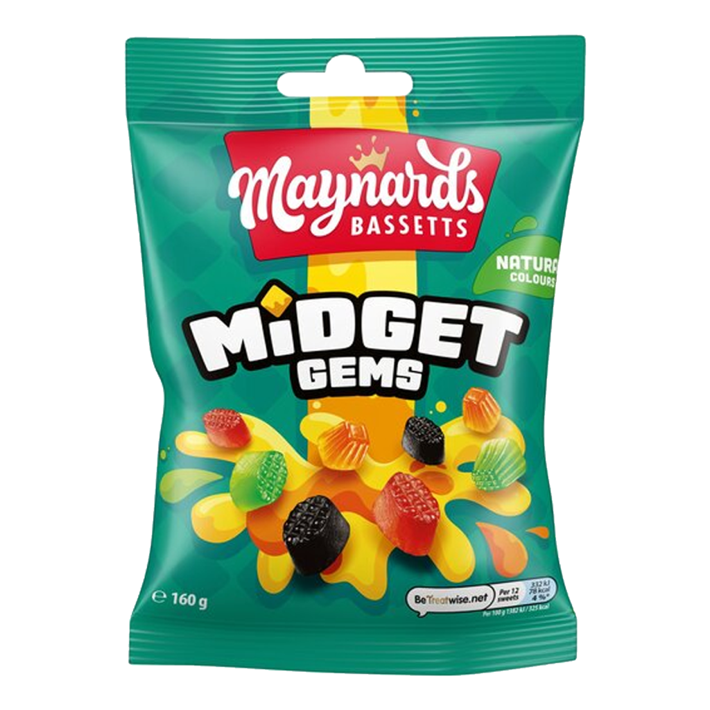 S17123 Bassetts Midget Gems Bag - 160g - Price Marked (12 Pack)