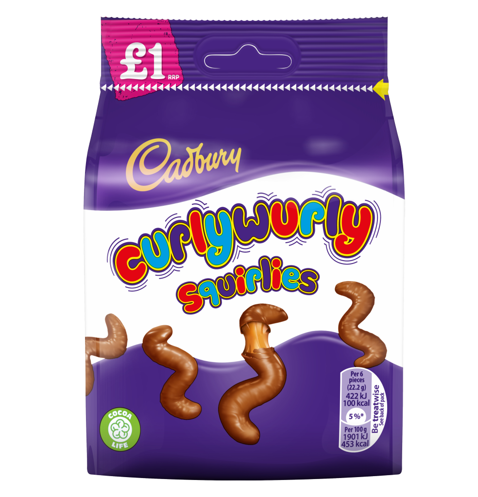 S17128 Cadburys Curly Wurly Squirlies Bag - 95g - Price Marked (10 Pack)