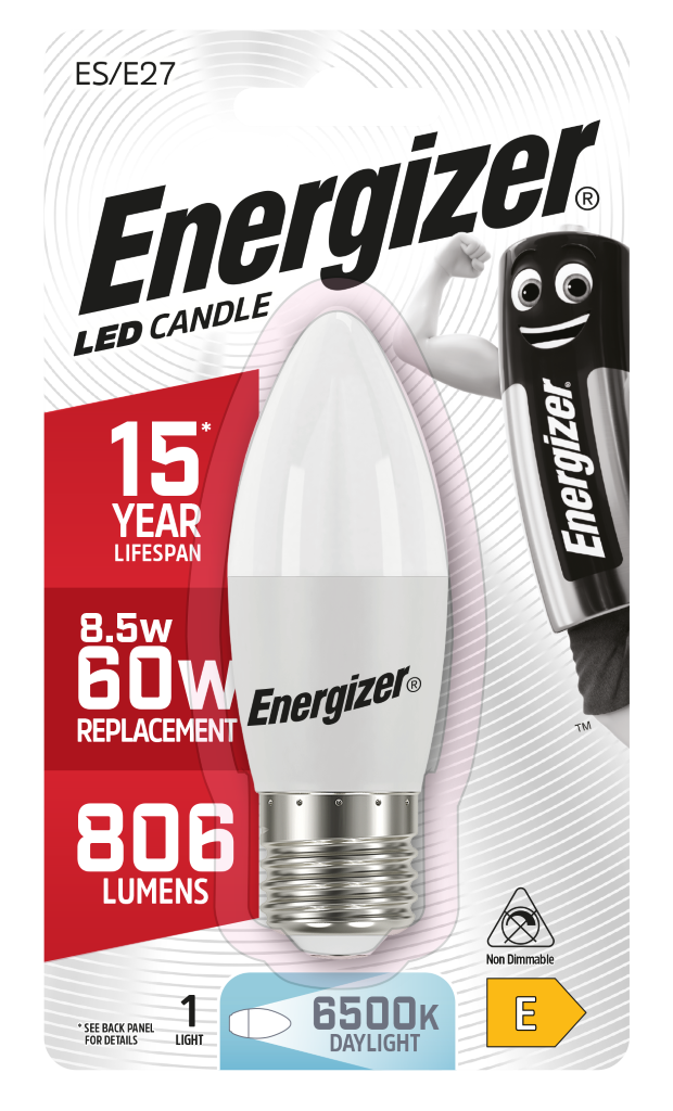 S17364 Energizer LED Candle E27 (ES) 806lm 8.5W 6,500K (Daylight), Blister of 1