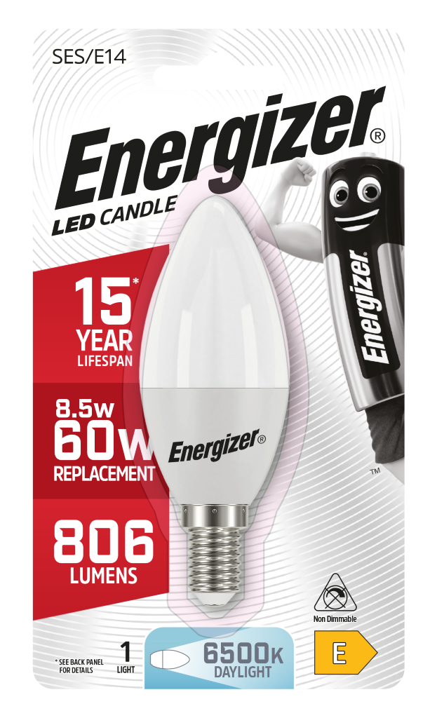 S17366 Energizer LED Candle E14 (SES) 806lm 8.5W 6,500K (Daylight), Blister of 1