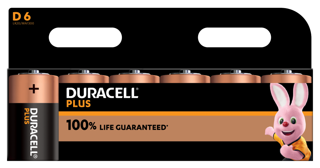 S18716 Duracell +100% Plus Power D, Pack of 6