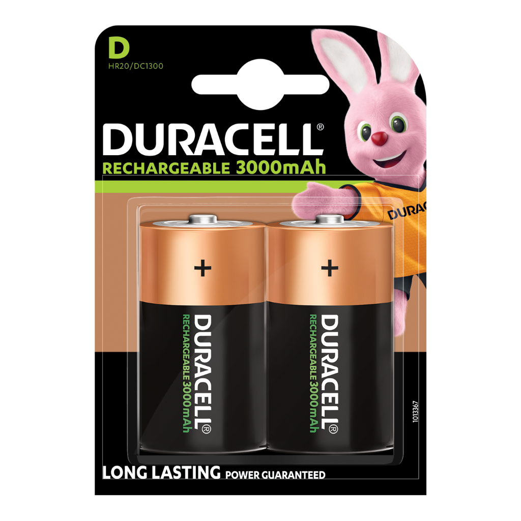 S3092 Duracell D Size 3000mAh Recharge, Pack of 2