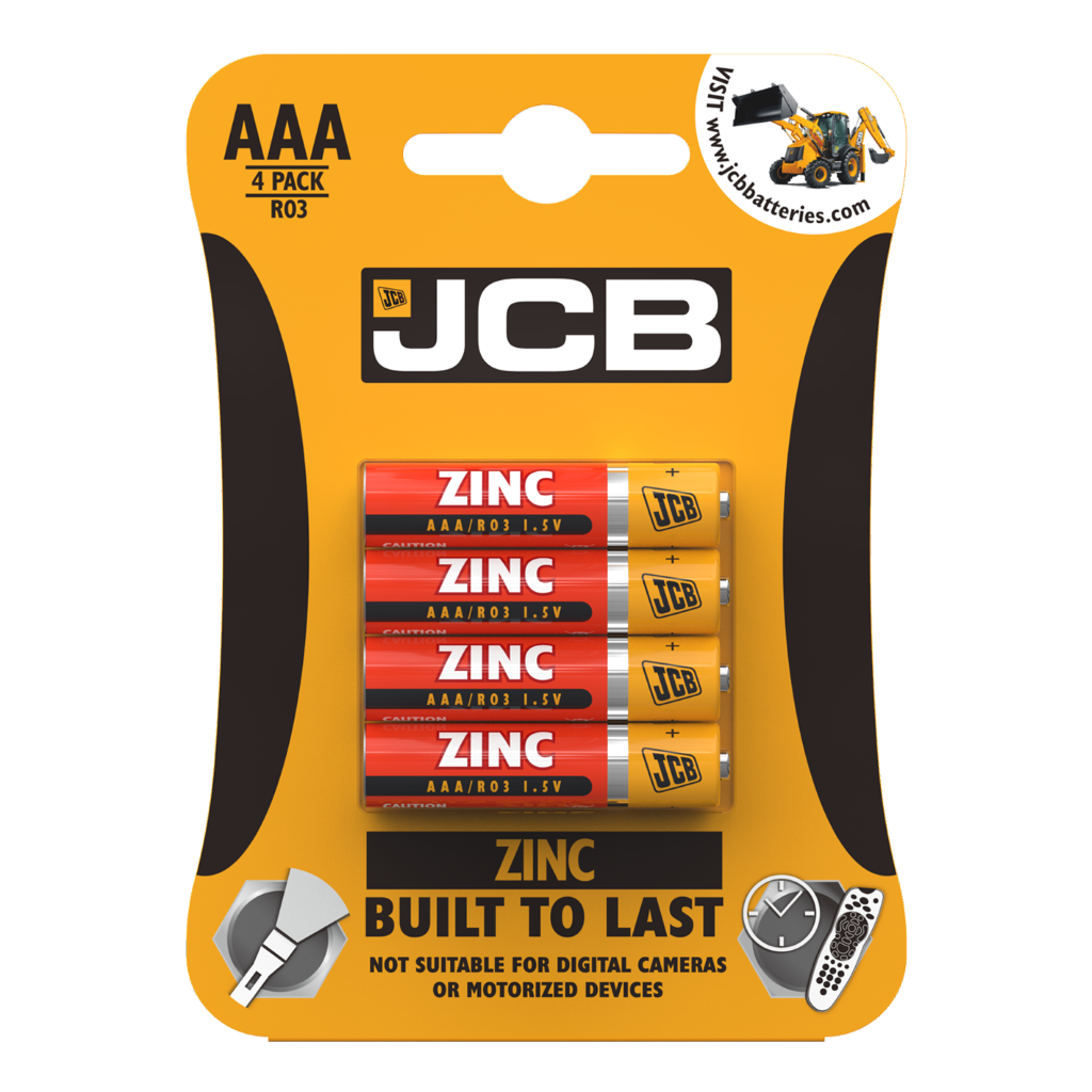 S5327 JCB AAA Zinc Batteries, Pack of 4