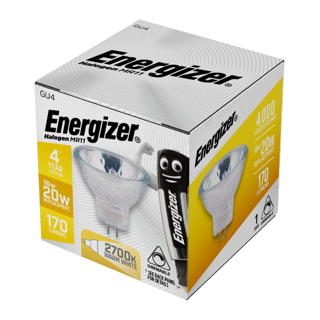 S5411 Energizer Halogen MR11 170lm 16W 2,700K (Warm White) Dimmable, Box of 1