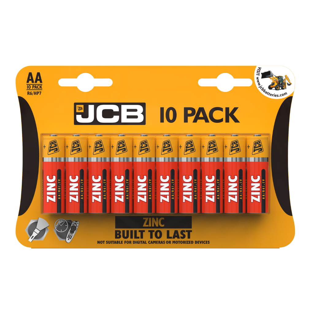 S5489 JCB AA Zinc Batteries, Pack of 10