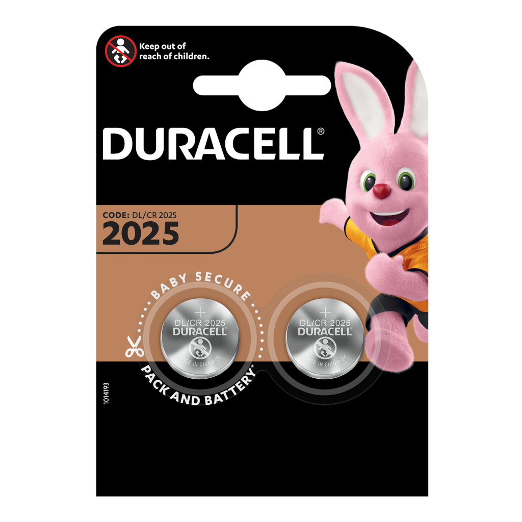 S5736 Duracell CR2025 3V Lithium, Pack of 2