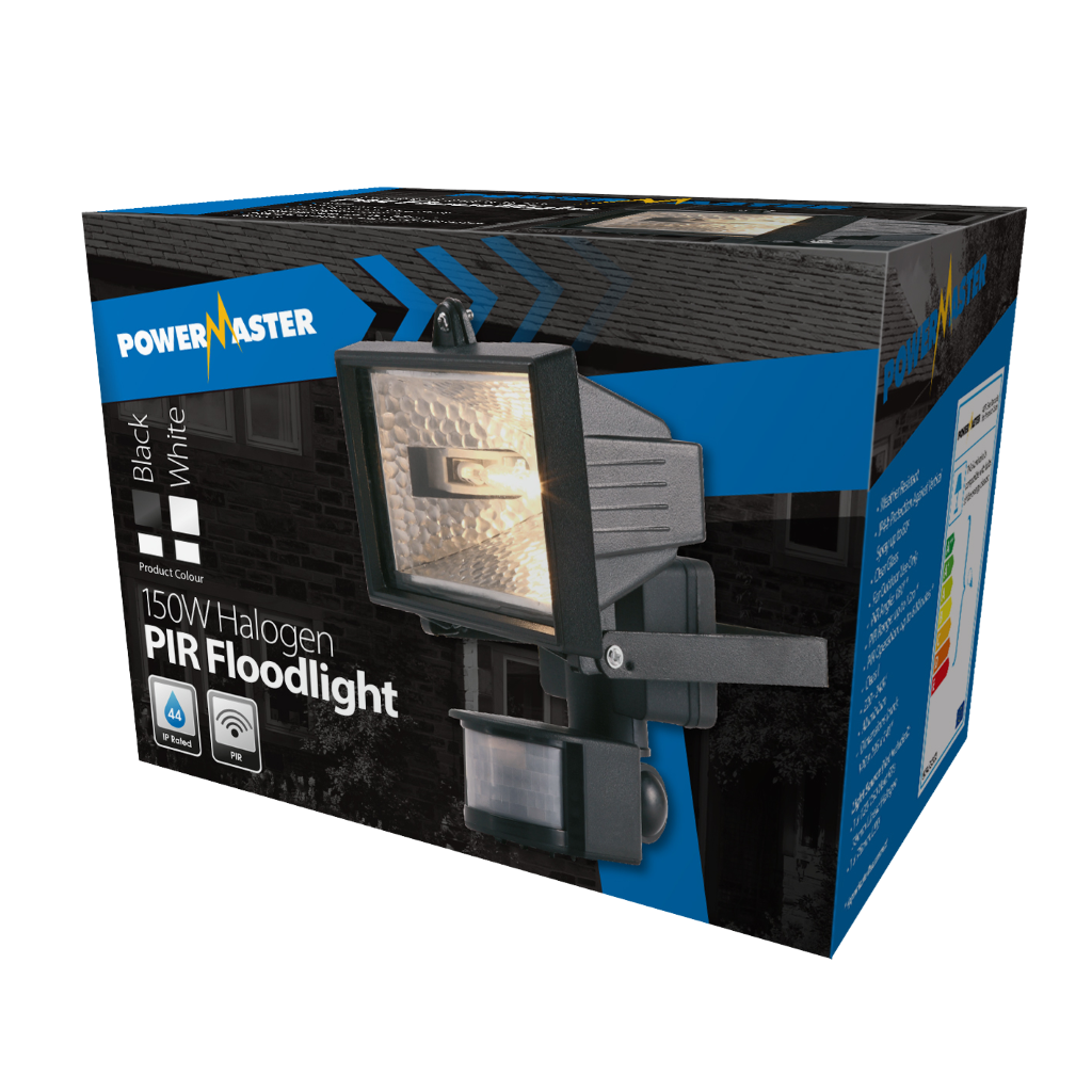 S5891 PowerMaster 120W Eco Halogen PIR Floodlight - Black - Lamp Not Included