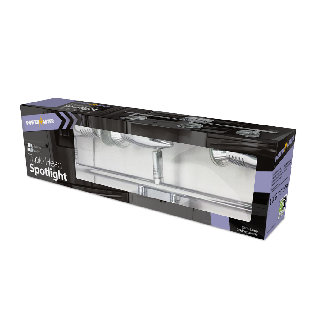 S6336 PowerMaster Indoor Basic 3 Spot Bar - Brushed Chrome
