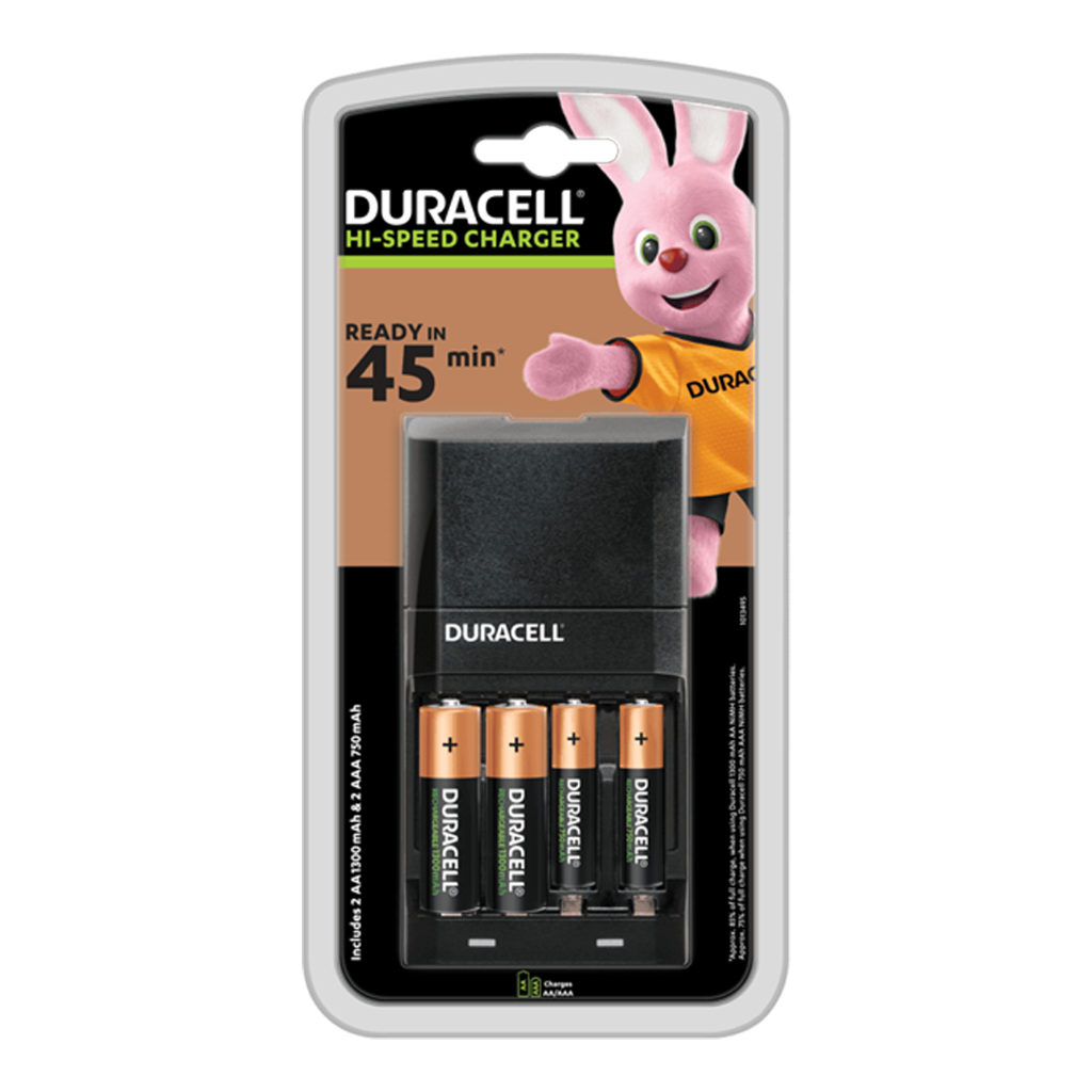 S6374 Duracell 45 Minute Charger (CED27) With 2 x AA and 2 x AAA Batteries