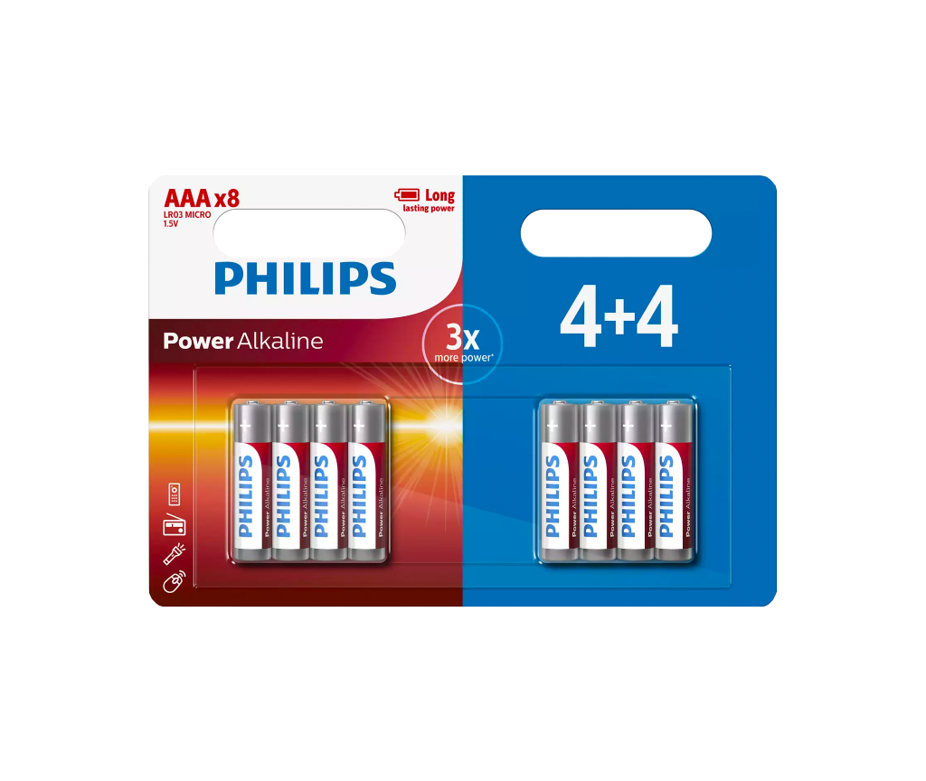 S7310 Philips AAA Power Alkaline, Pack of 4+4