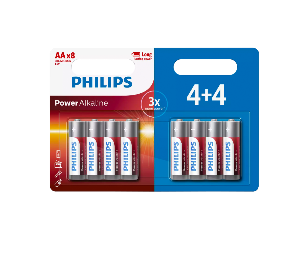 S7312 Philips AA Power Alkaline, Pack of 4+4