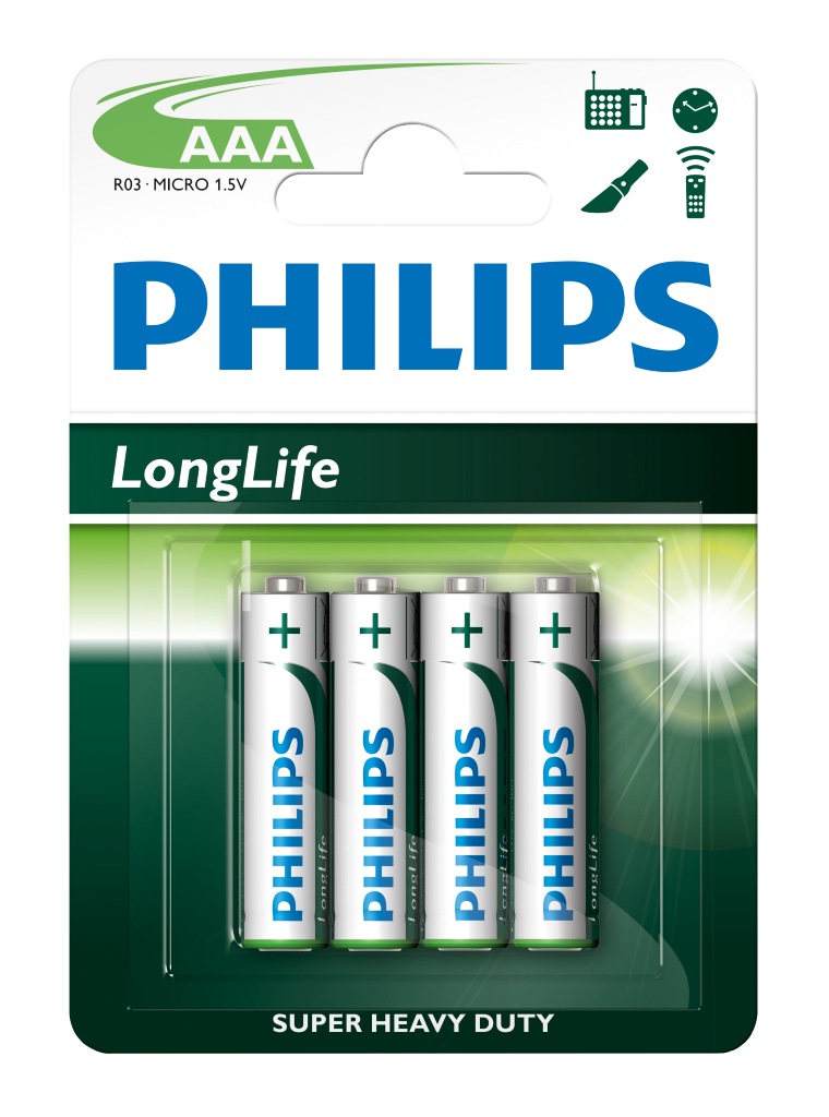 S7316 Philips AAA Longlife Zinc, Pack of 4